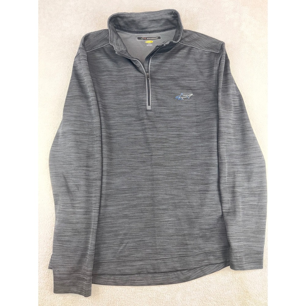 Greg Norman Play Dry Mens Medium 1/4 Zip Pullover Charcoal Heather Shark Logo - Picture 2 of 5